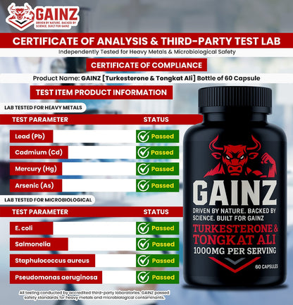 gainz supplement test lab result